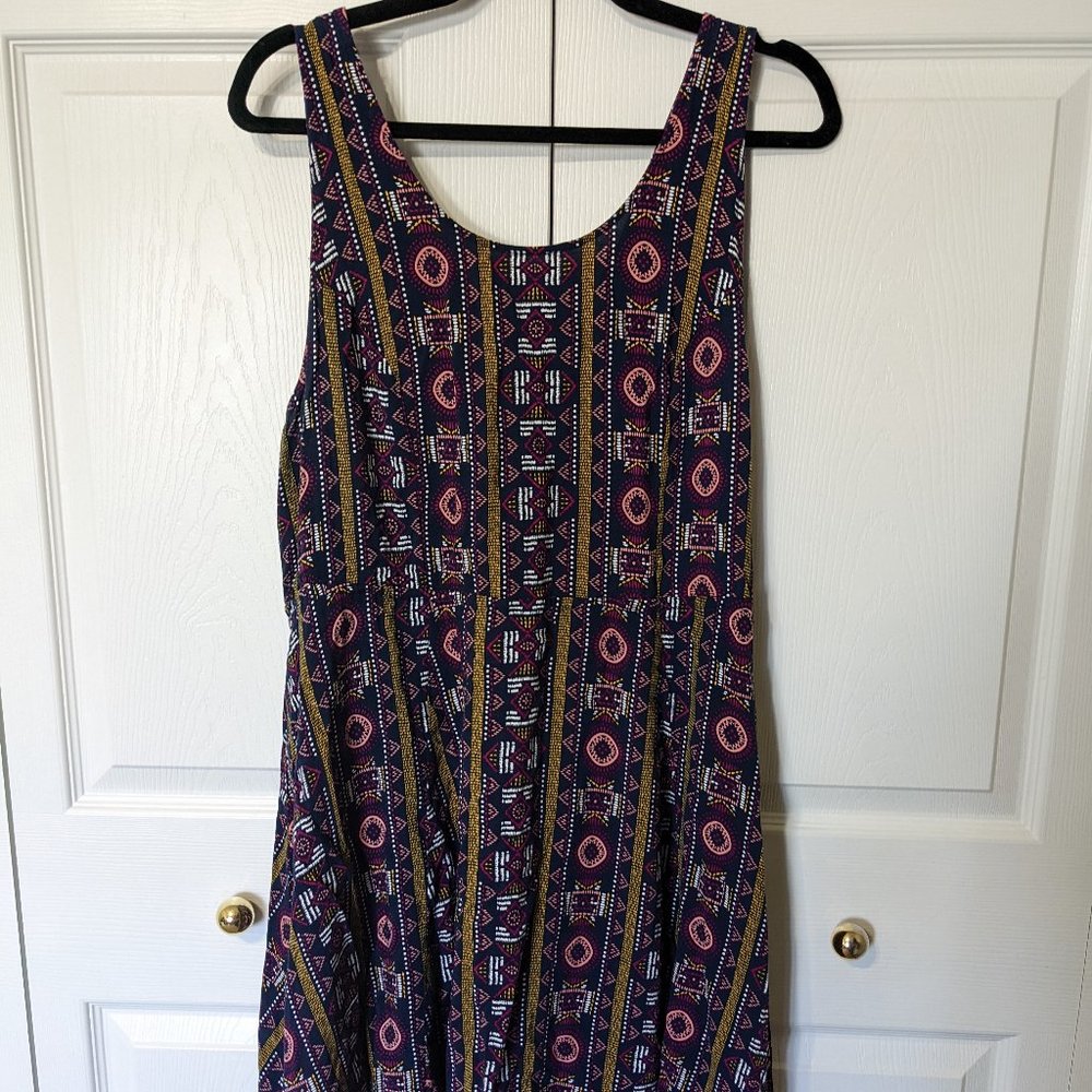 TORRID Tribal Print Skater Dress Open Back with Tie Size 1